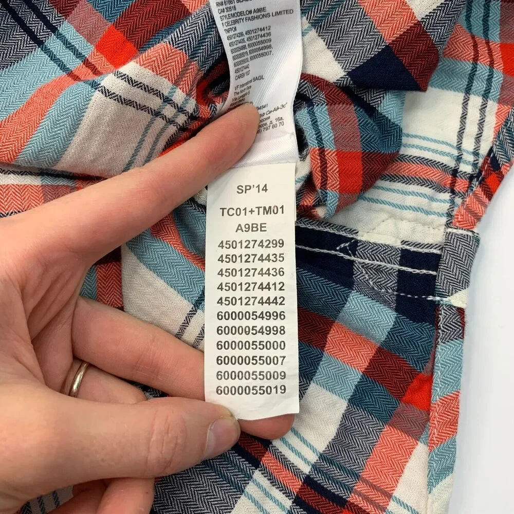 The North Face Shirt Mens S Small Plaid Long Sleeve Cotton Western Button Up